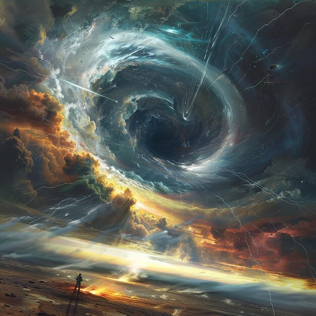 Photo magnetic storm apocalypse digital art illustration