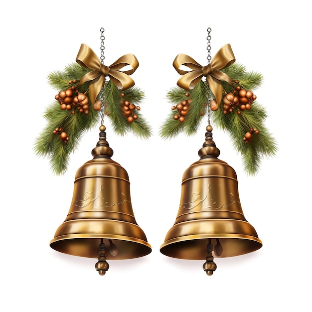 Magnificent Christmas Bells Decorative bells isolated on white background