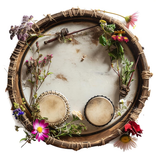 Magnificent Drum Circle isolated on white background