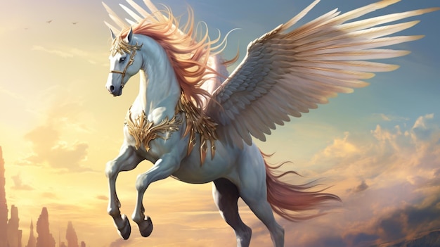 A magnificent and fantastical winged unicorn pegasus