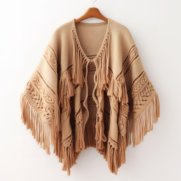 Magnificent Fringe Ribbed Cardigan isolated on white background