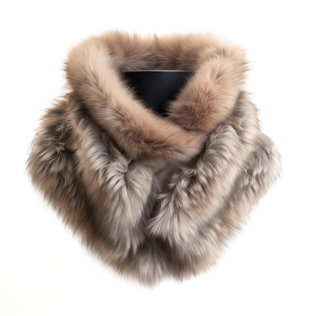 Magnificent Fur Collar Scarf isolated on white background