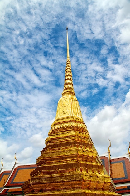 Magnificent Golden Stupa in Wat Phra Kaeo Grand Palace Bangkok