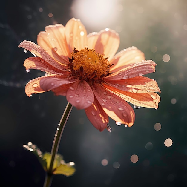 Magnificent lonely flower in the evening sun