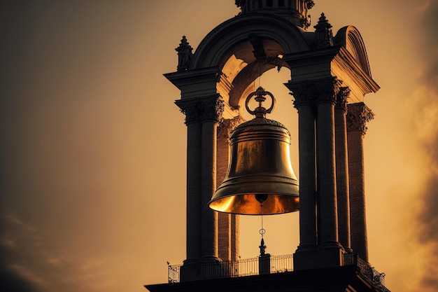 Magnificent picture of the historic churchs bell tower