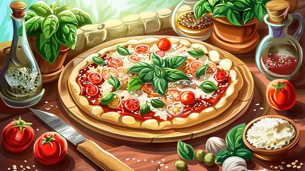 Magnificent Pizza Ingredients Elements Set