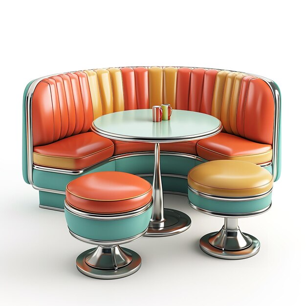 Photo magnificent retro diner furniture isolated on white background