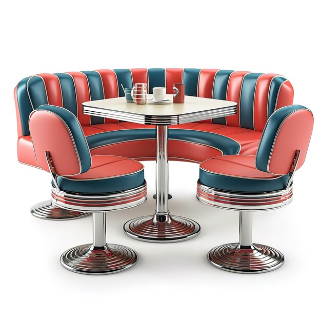 Photo magnificent retro diner furniture isolated on white background