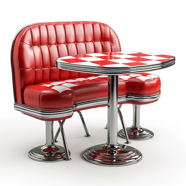 Photo magnificent retro diner furniture isolated on white background