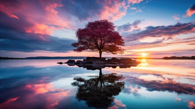 a magnificent sunrise over a tranquil lake