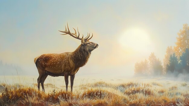 magnificent Wild elk in nature with wilderness landscape