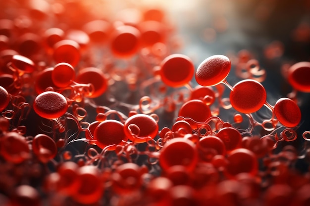 Magnified blood cells revealing nature showing microscopic design isolated