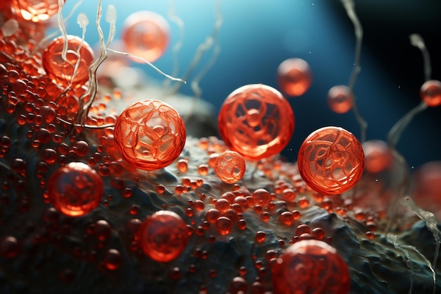 Magnified blood cells revealing nature showing microscopic design isolated