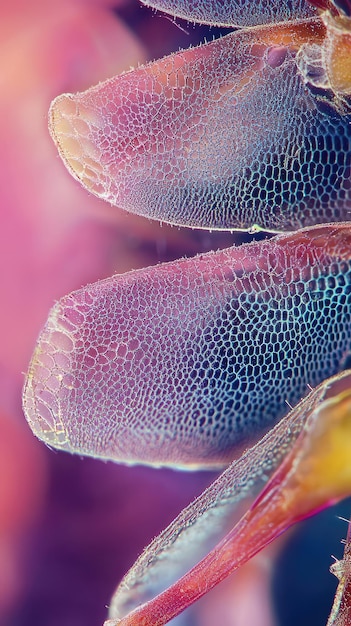 Photo magnified image of intricate structure of insect legs showcasing delicate textures and vibrant colors detailed view reveals fascinating complexity of natures design