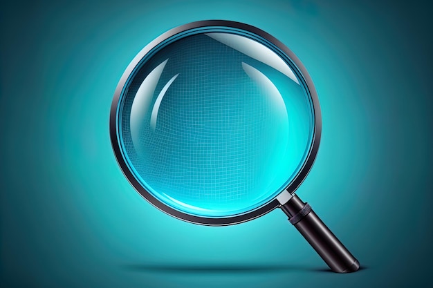 Magnifying glass on blue background search concept