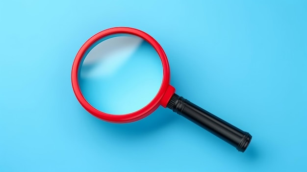 A magnifying glass on a blue background