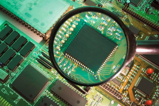 Magnifying Glass on Circuit Board