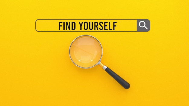 Magnifying glass and find yourself concept.