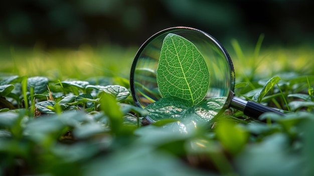 Magnifying Glass Over Fresh Green Grass