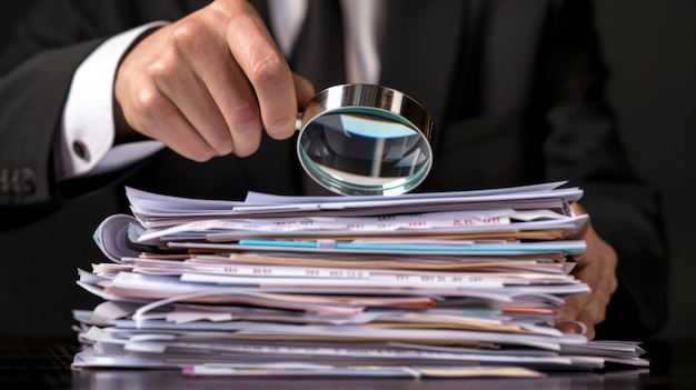 A Magnifying Glass Inspecting Documents