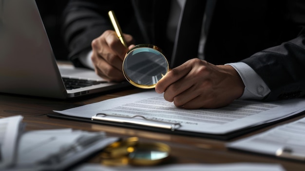 Photo the magnifying glass inspection