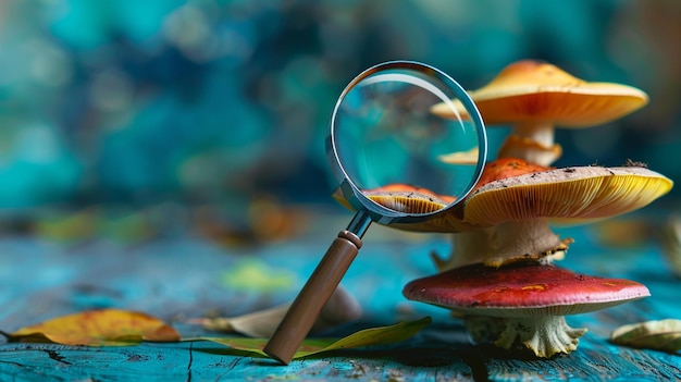 Photo a magnifying glass is on a table with a magnifying glass