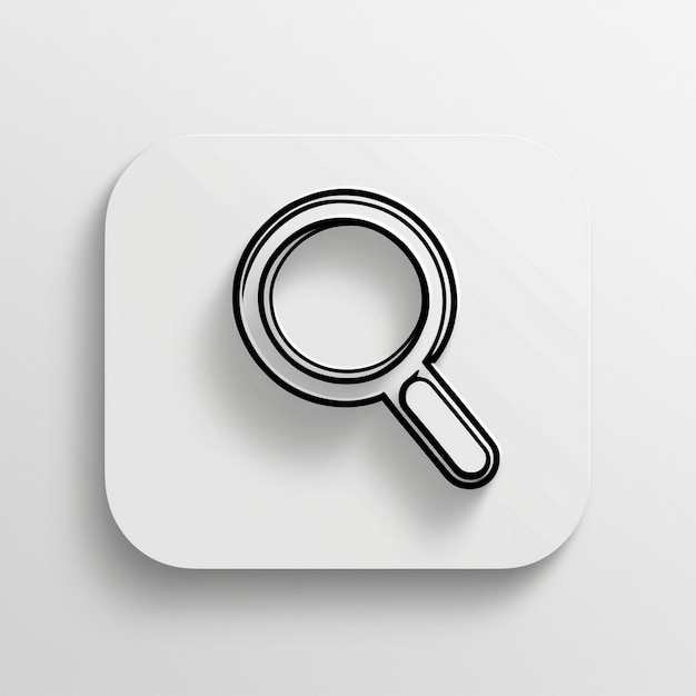 a magnifying glass is on a white square