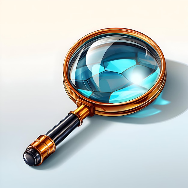 Magnifying glass with blue glass on white background 3d render