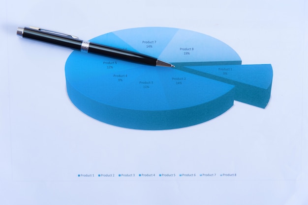 Magnifying glass with paper graph.Analysis concepts