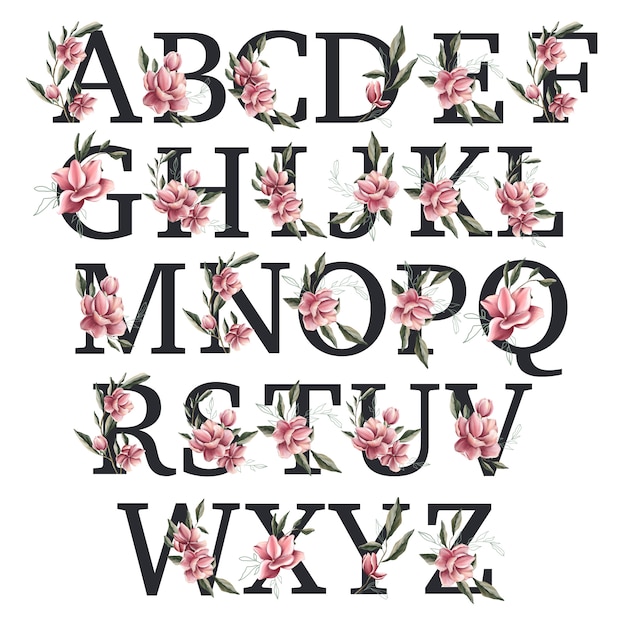 Magnolia bloom spring alphabet