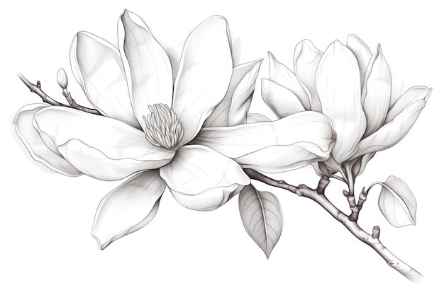 Photo magnolia drawing flower sketch