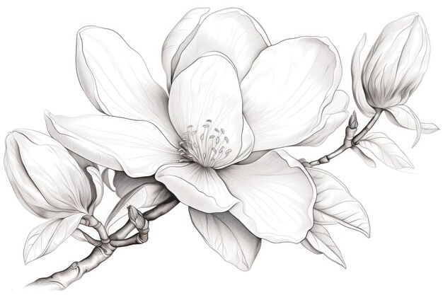 Photo magnolia drawing flower sketch