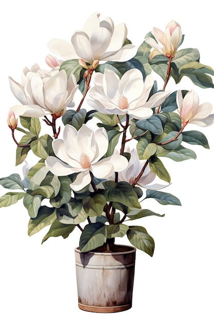 Magnolia flower in white background High quality