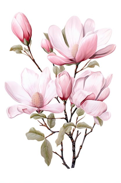 Magnolia flower in white background High quality