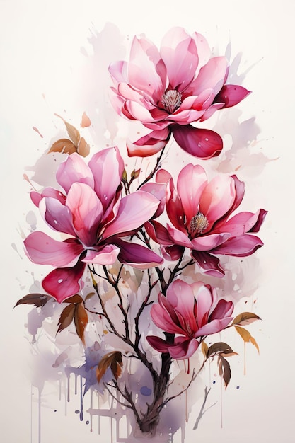 Magnolia Watercolor Painting