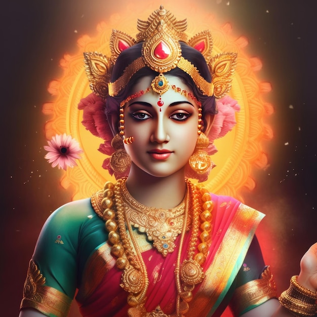 Maha lakshmi images download mah laxmi goddess on lotus images generative ai