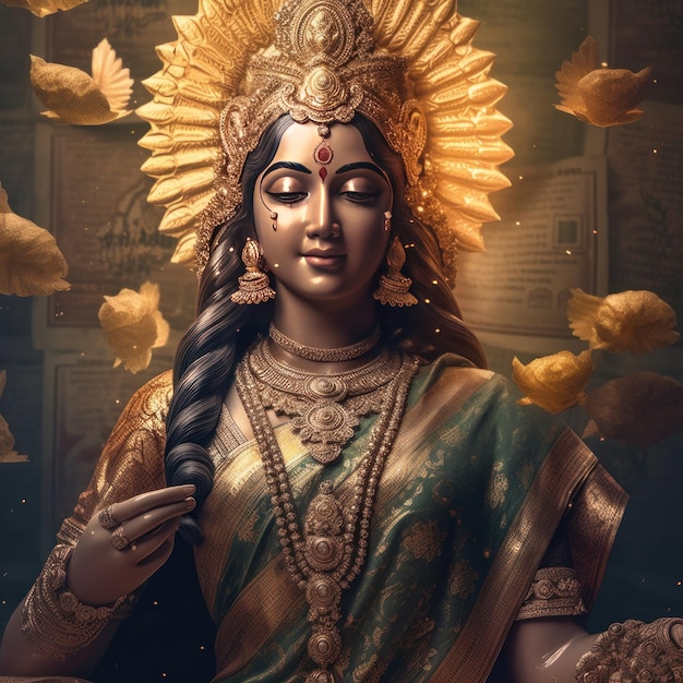 Maha laxmi goddess hindu beautiful image generative AI