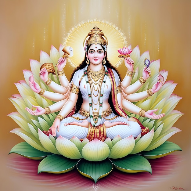 Maha Laxmi Goddess on Lotus