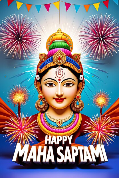 Photo maha saptami happy durga puja indian religious banner design