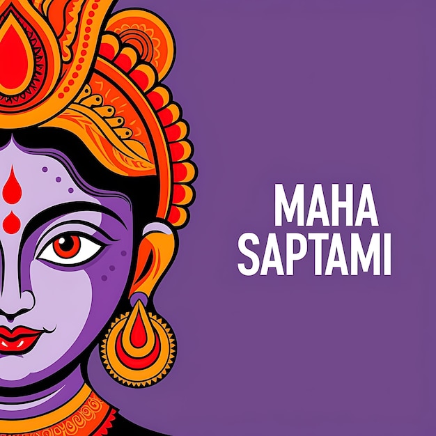 Maha Saptami Happy Durga Puja Indian religious banner design