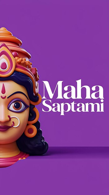 Photo maha saptami happy durga puja indian religious banner design