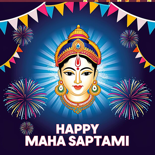 Photo maha saptami happy durga puja indian religious banner design