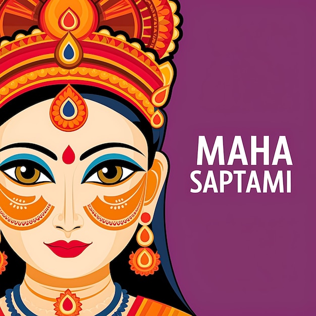 Maha Saptami Happy Durga Puja Indian religious banner design