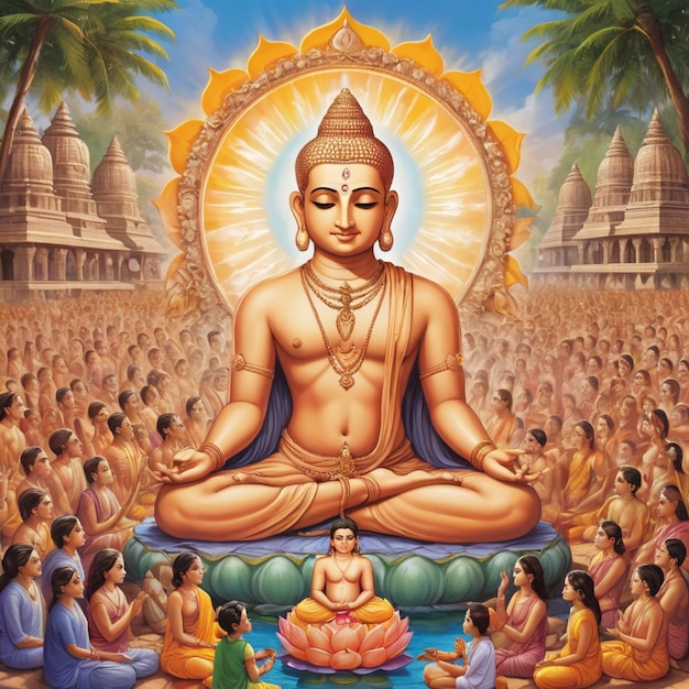 Photo mahavir jayanti jain festival celebrating lord mahavirs birth