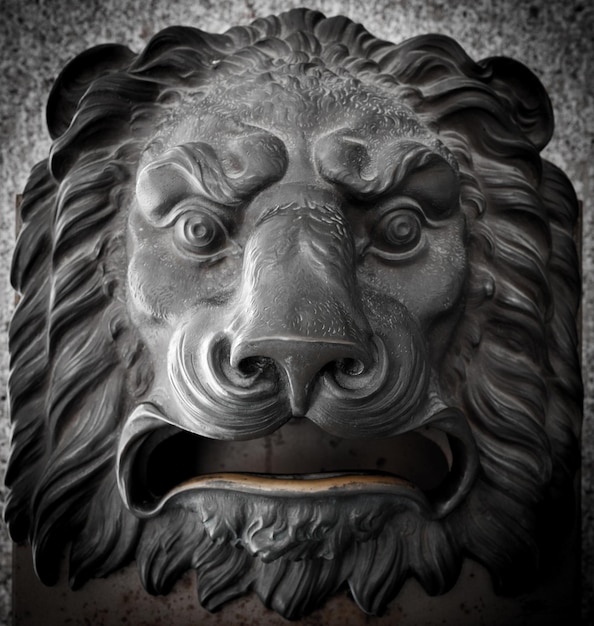 Mail box in the shape of a lions head in Madrid central Post Office