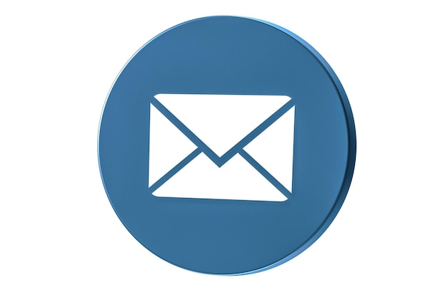 Mail circle web glossy icon Mail button icon Email Envelope Blue Button isolated on white high resolution