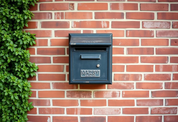 Photo a mailbox on a brick wall with the word  wedding  on it