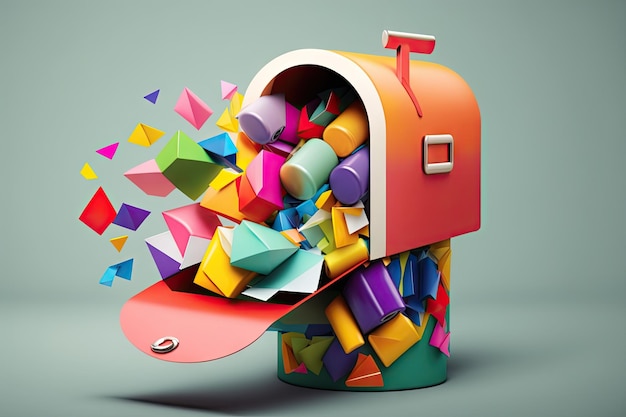 Photo mailbox with pile of colorful letters inside illustration created with generative ai