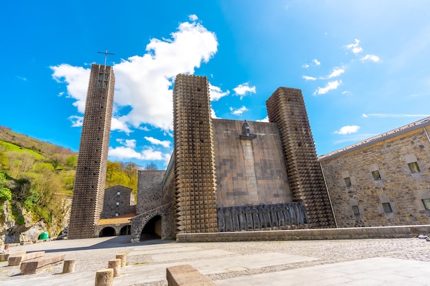 Main entrance to the Aranzazu Sanctuary in the town of Onati Gipuzkoa Basque Country