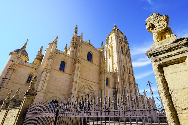 Main facade of the Gothic Cathedral of Segovia in the community of Castilla and Leon Spain